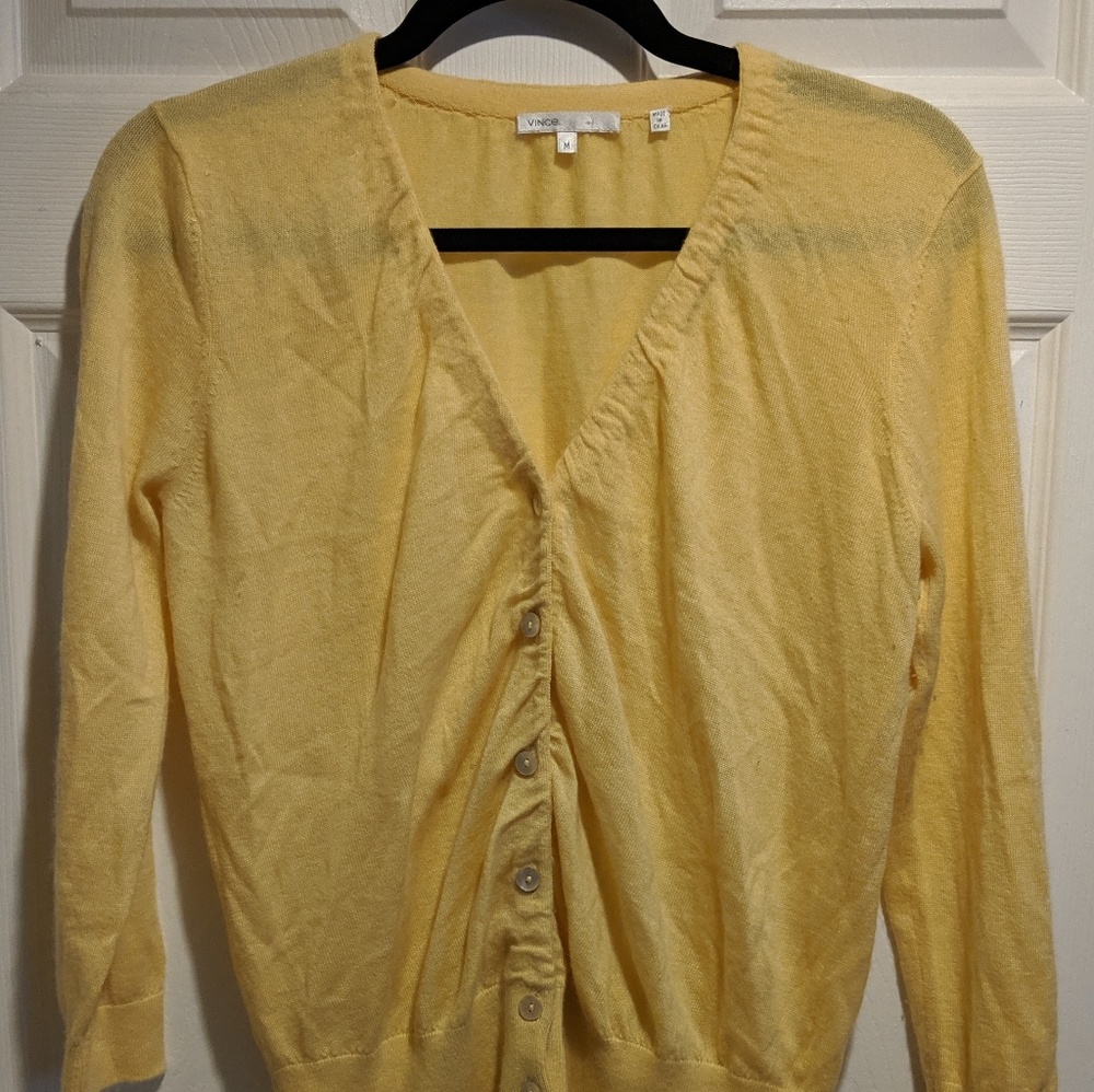 Vince Yellow Cashmere Very Soft Cardigan Beautiful